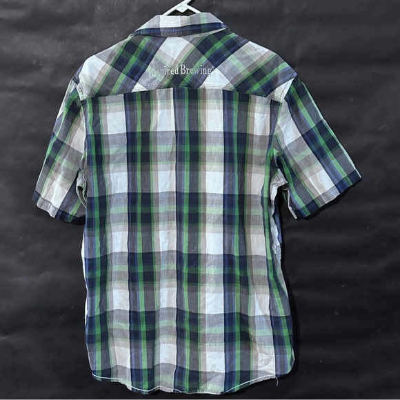 Burnside Blue and Green Plaid Men's Shirt - Picture 5 of 6